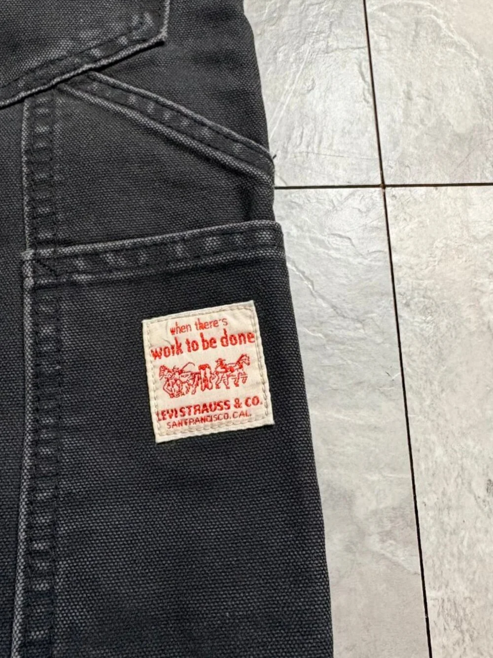 Levi's Double Knee Carpenter Jeans 36x30 Black Baggy Workwear Y2K